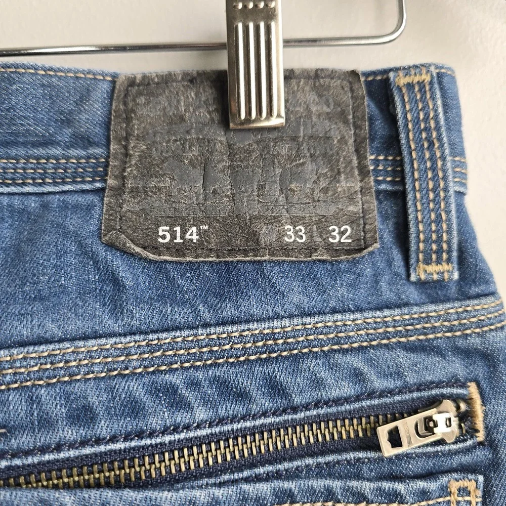 Levis 514 Jeans Men's Size‎ 33x32 Blue Denim Black Label Zip Back Pockets Rare